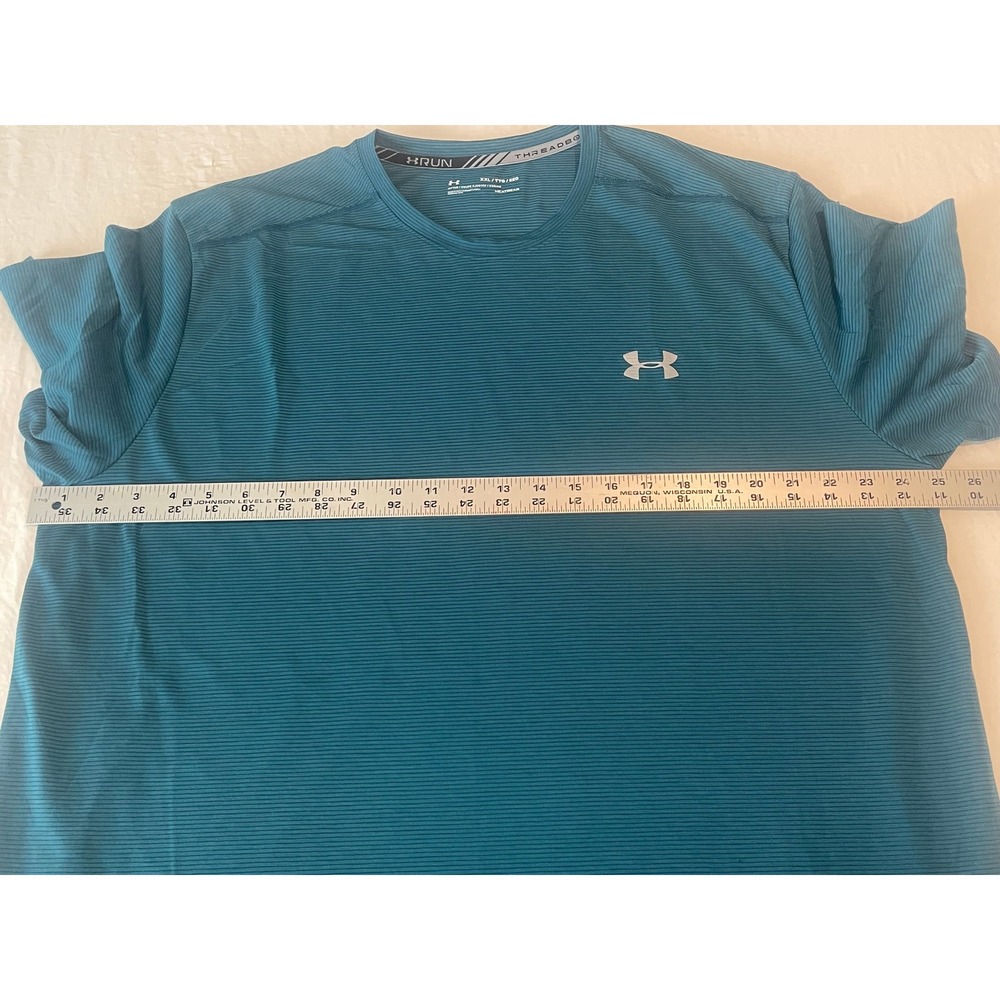 00658 Under Armour Threadborne Mens XXL Teal Golf Athletic TShirt Heatgear NWT - Picture 5 of 10